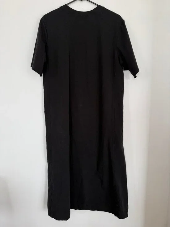 Nordstrom Black T-Shirt Midi Dress Size Medium Minimalist Casual Stretch - Picture 6 of 7